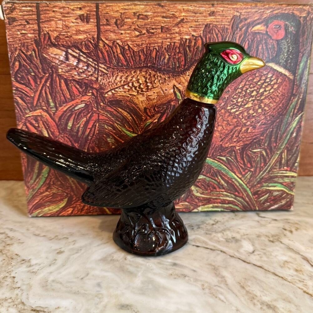 Vintage 70s Avon Glass Collectible Bottle Pheasant Decor